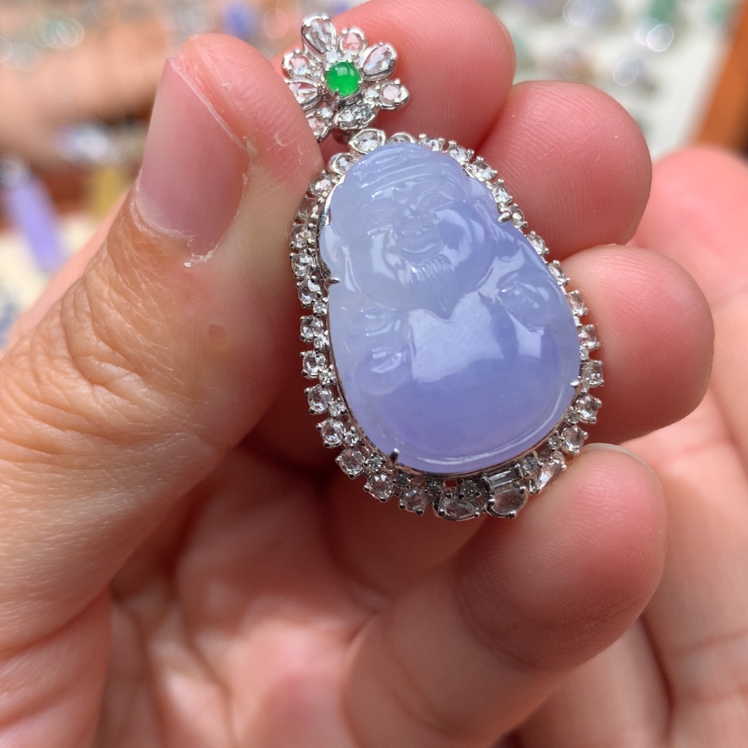 吊坠(不含链)18K金镶嵌翡翠