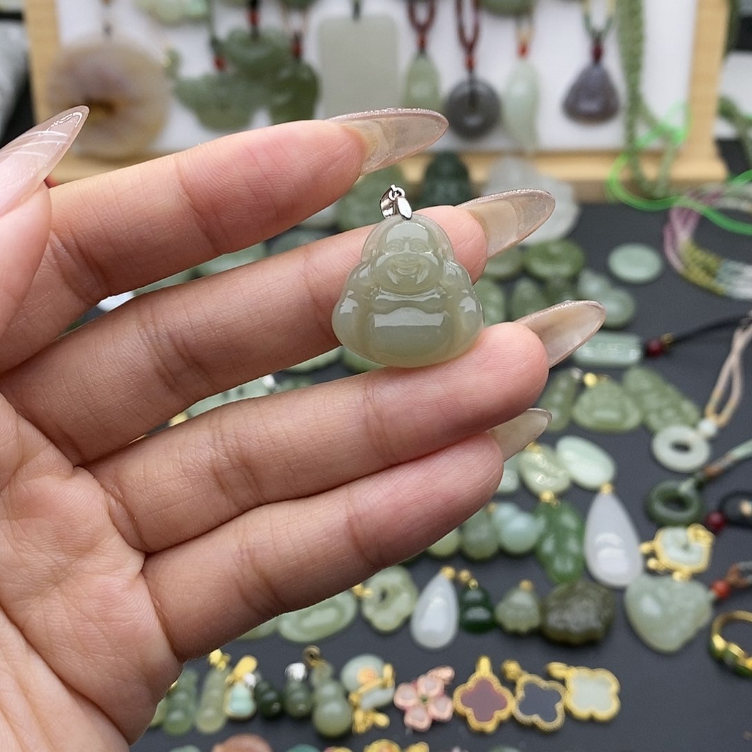 和田玉吊坠(不含链)银S925镶嵌