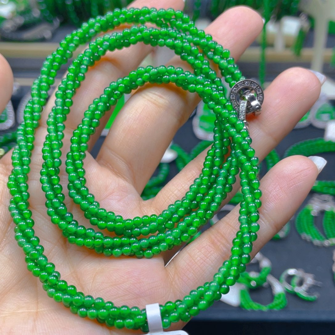 颈饰未镶嵌翡翠麻花长链