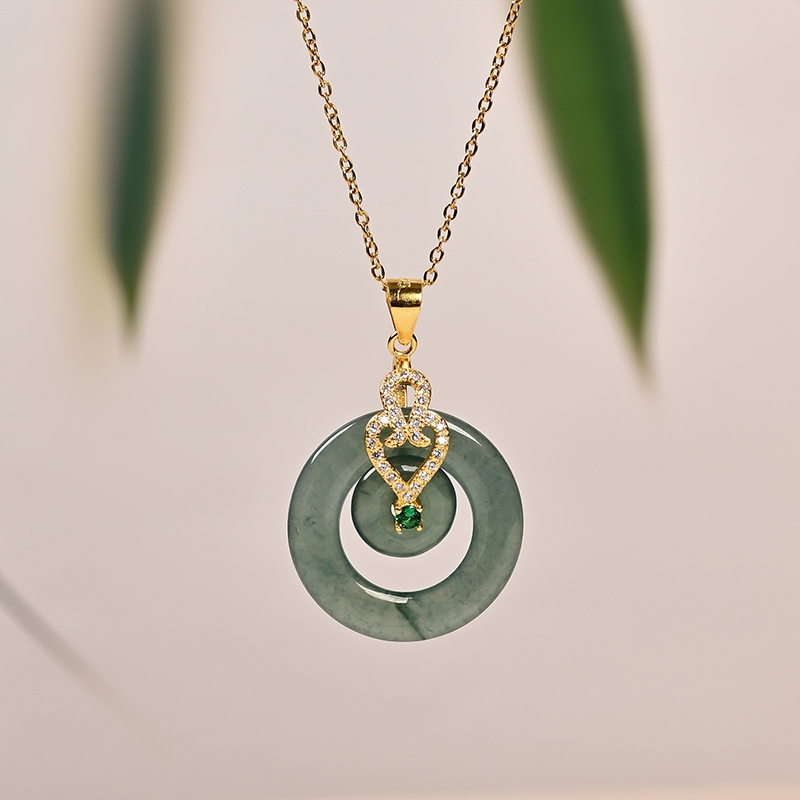 【黄志玮溯源】九福晶典 蓝水翡翠环环相扣吊坠 WJFYS9386