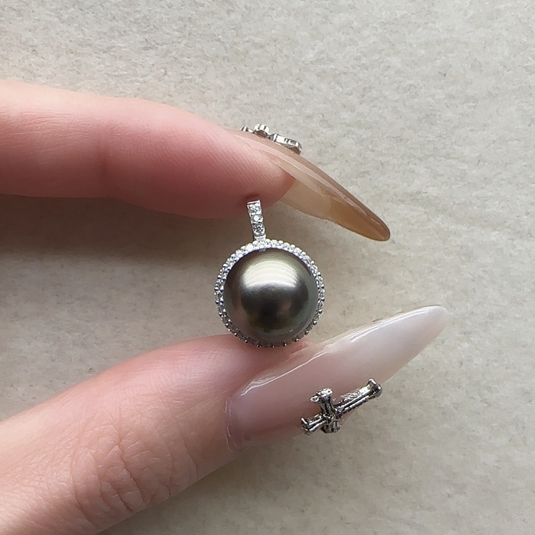 银S925镶嵌海水珍珠吊坠19