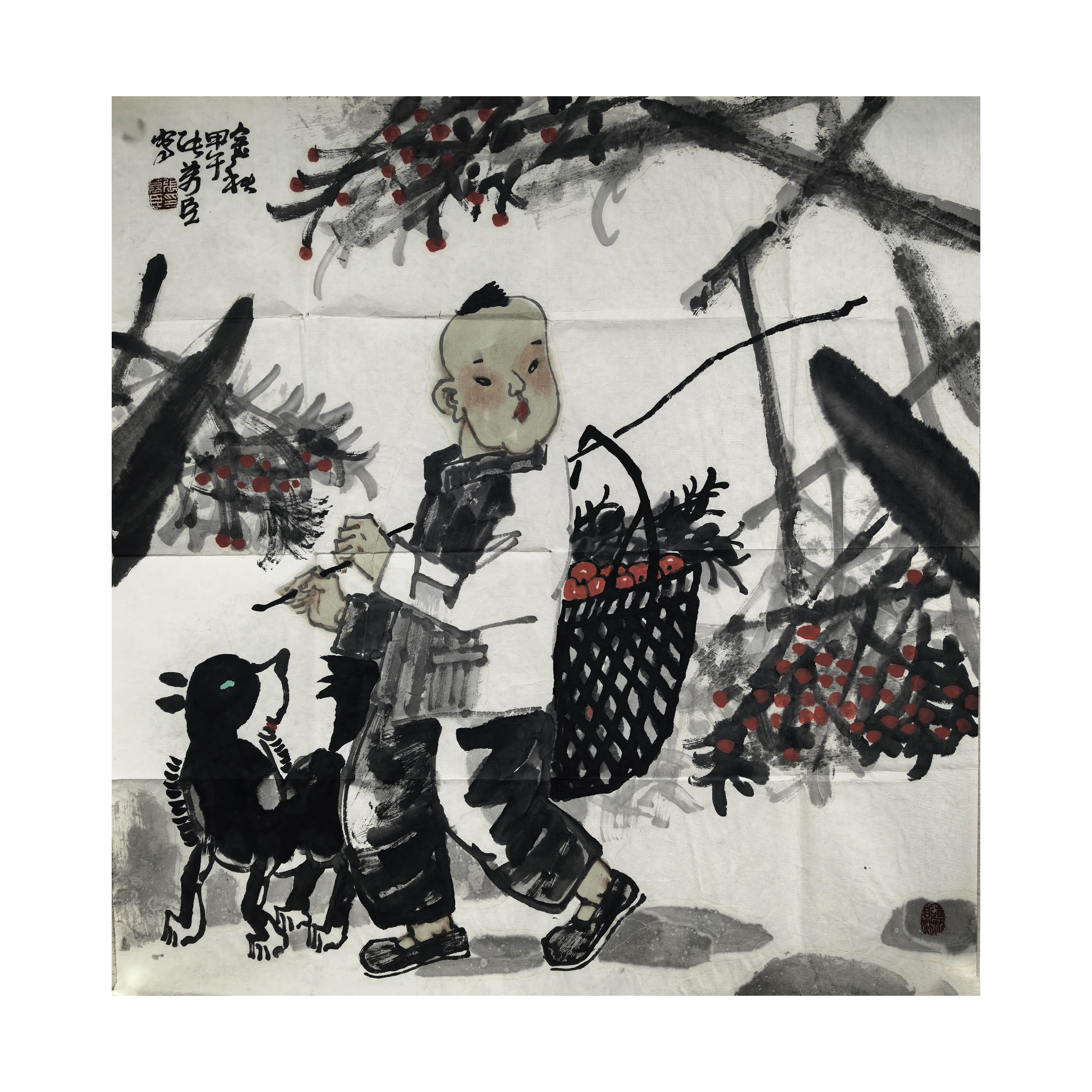 张万臣【婴戏图其一】69*69；约4.2平尺