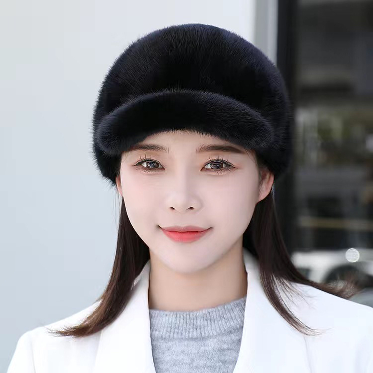 皮草帽子中老年女士冬季加厚保暖鸭舌帽骑士帽护耳百搭