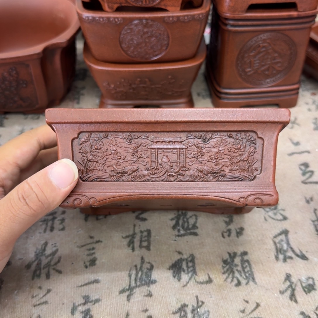 紫砂花盆13.5x10x5内经紫砂花盆