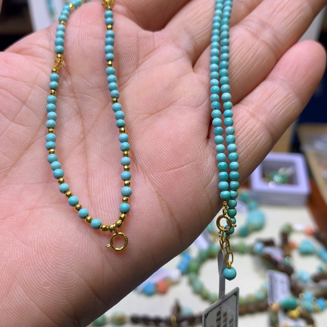 绿松石18K金镶嵌万能链2.5mm