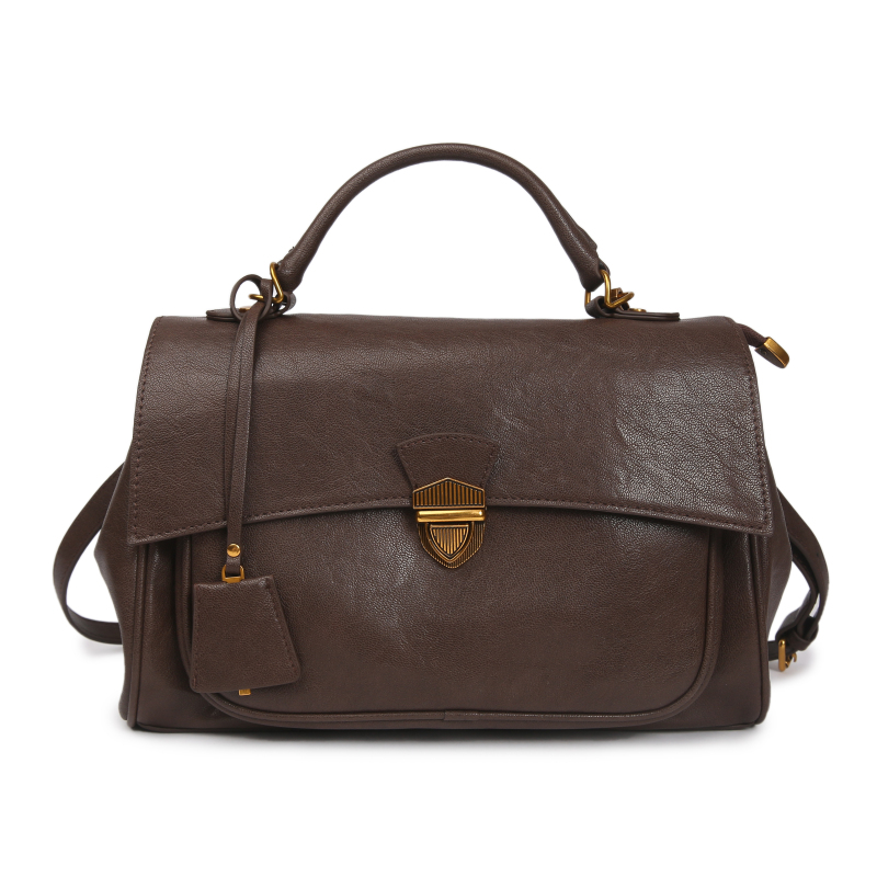 【特特甄选】SKL-7277-咖啡色高级文艺风软面轻奢托特包耐磨单肩包