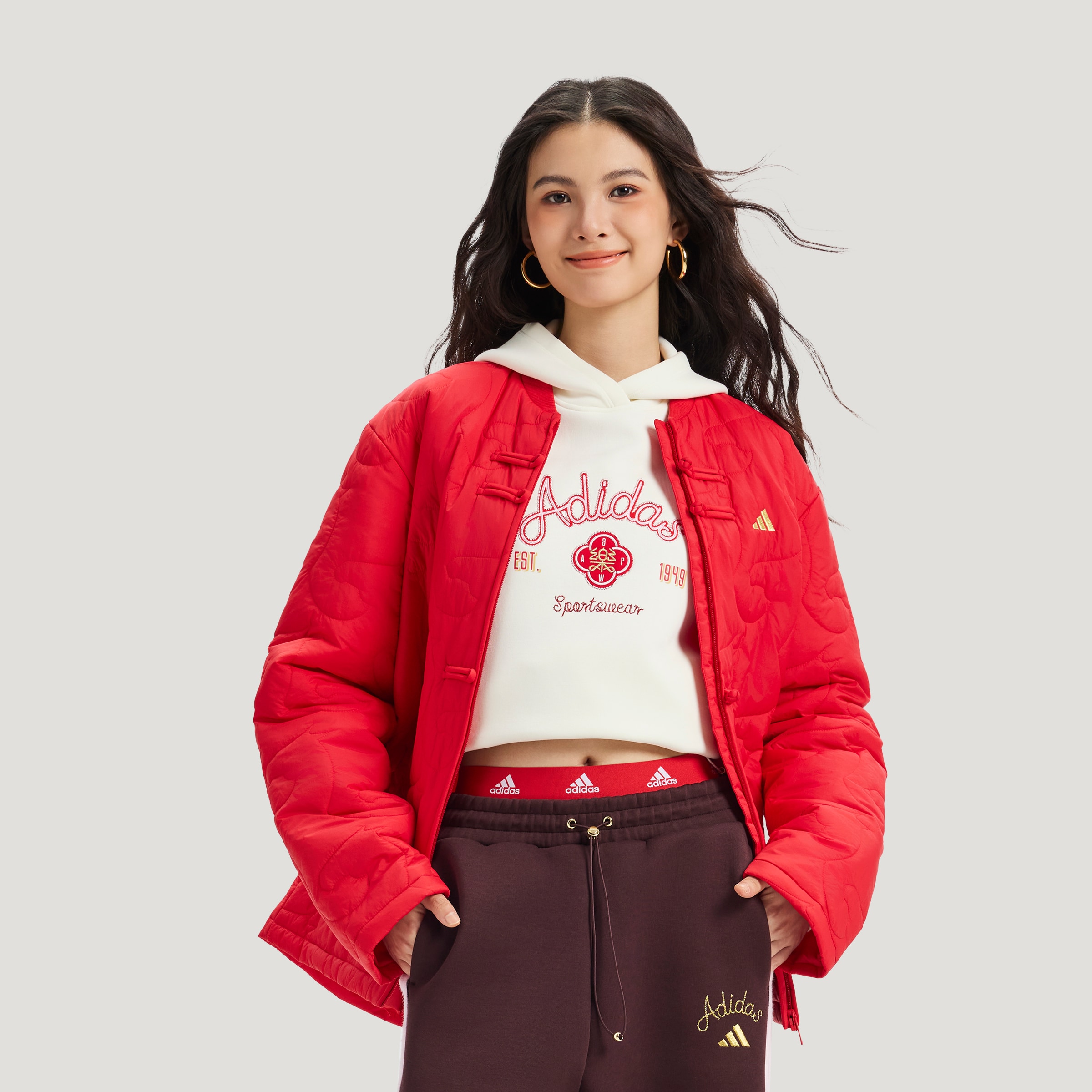 adidas/阿迪达斯新中式拒水保暖柔软运动休闲棉服女子 KQ5096