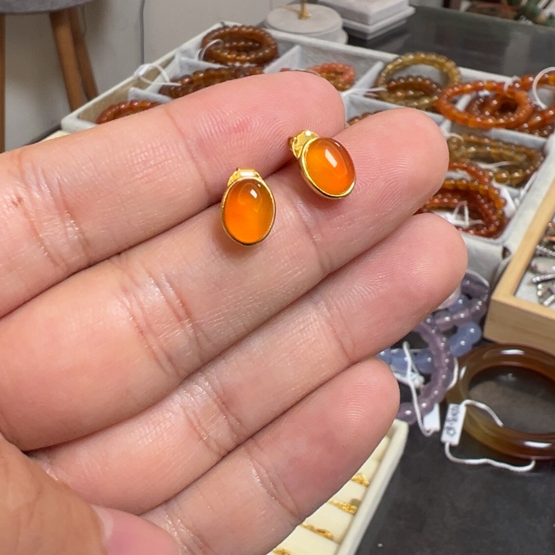 玛瑙/玉髓珠宝半成品银S925镀金镶嵌