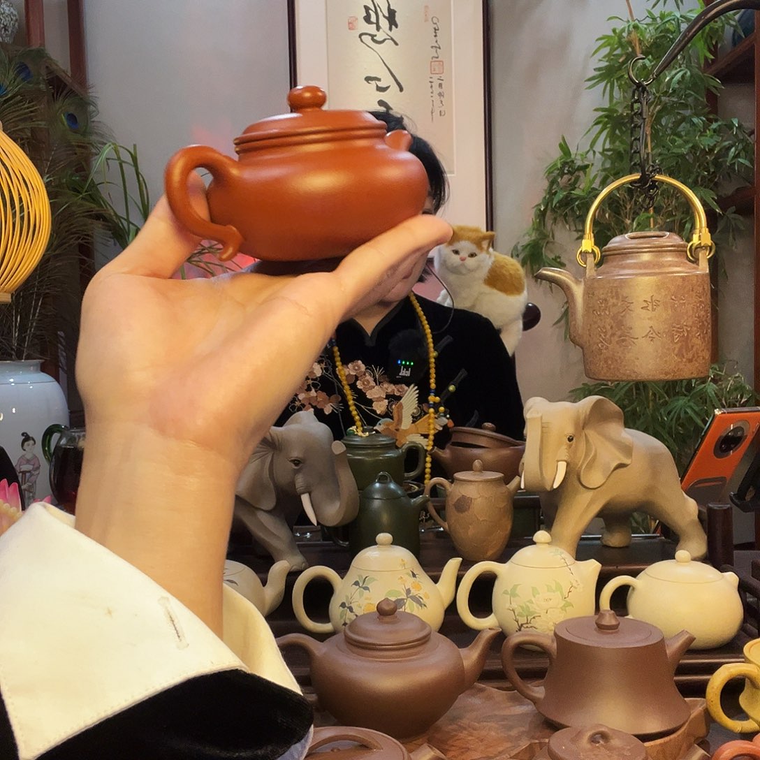 秋***意茶壶紫砂仿古原矿朱泥