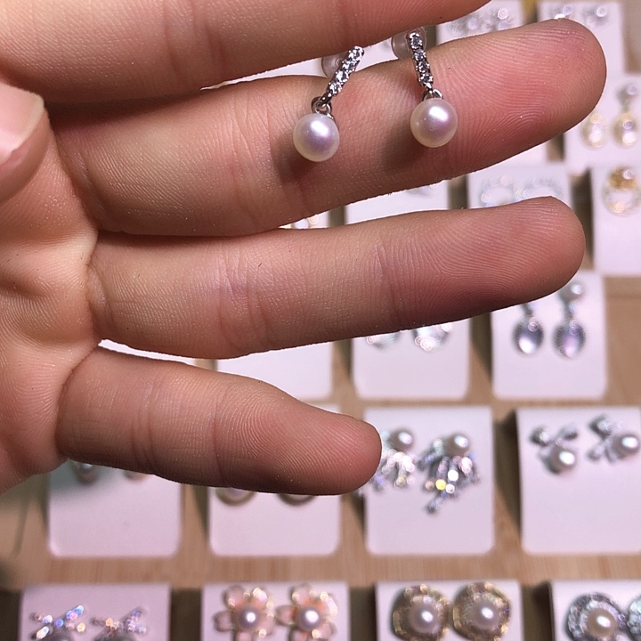 淡水珍珠耳饰银S925镶嵌