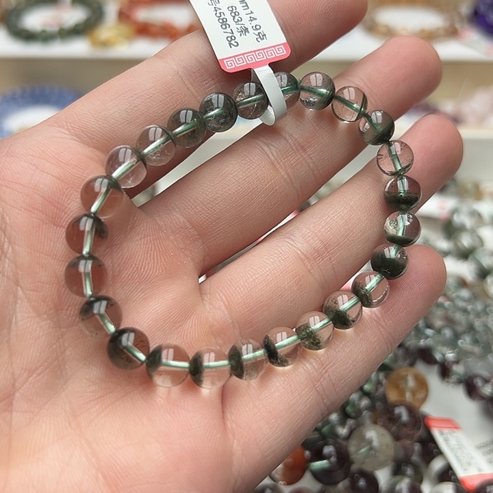 未镶嵌手链水晶天然绿幽灵聚宝盆7.6