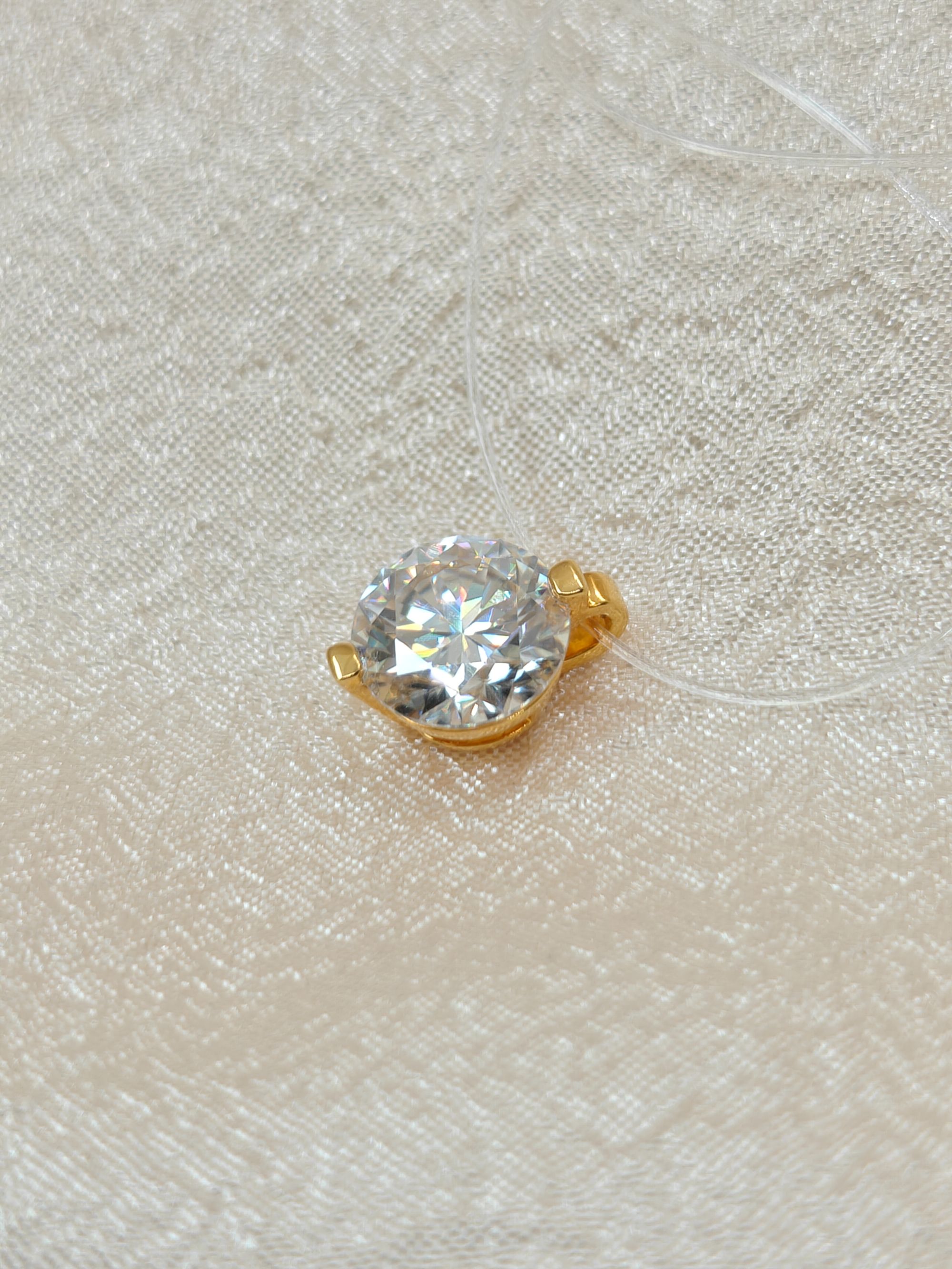 莫桑石【媛媛】18K金人鱼之泪（Tears of Siren）吊坠  3克拉卡8mm 