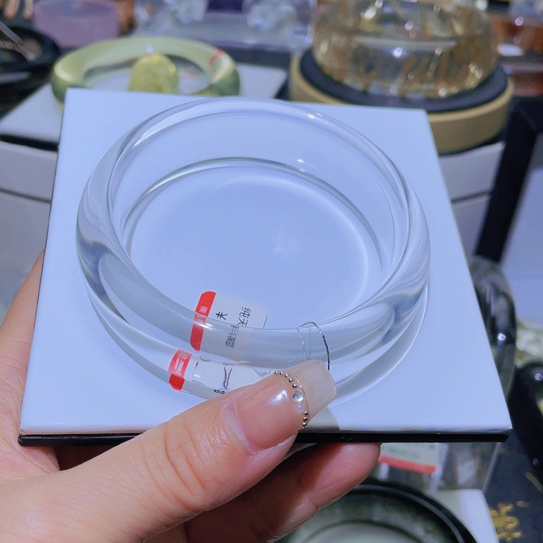 水晶手镯未镶嵌大***凉天然白水晶高货58圈口