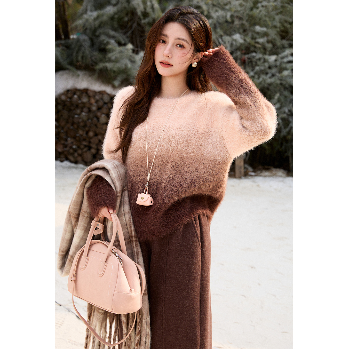 谜秀新品渐变毛衣2025秋冬设计感慵懒加厚针织气质时尚宽松慵懒风