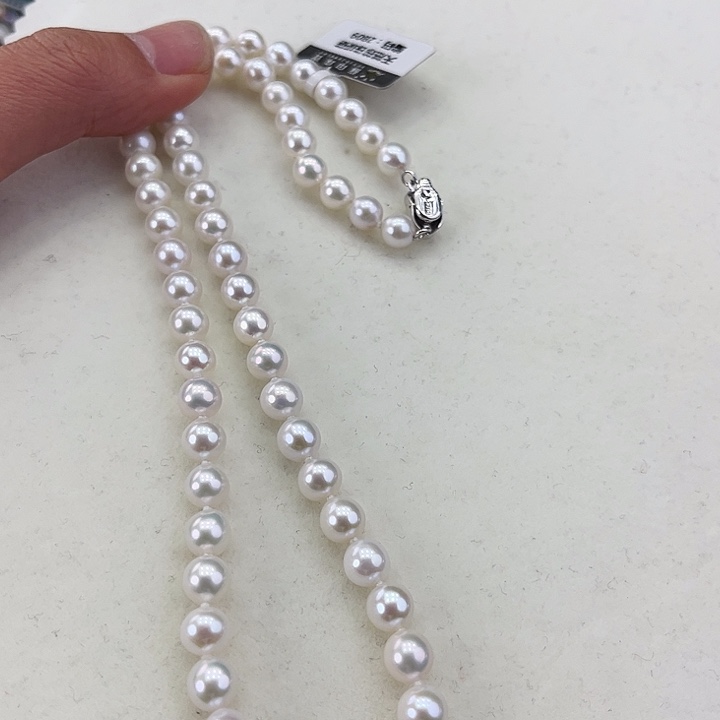淡水珍珠颈饰银S925镶嵌卡6-7极光炫彩高品