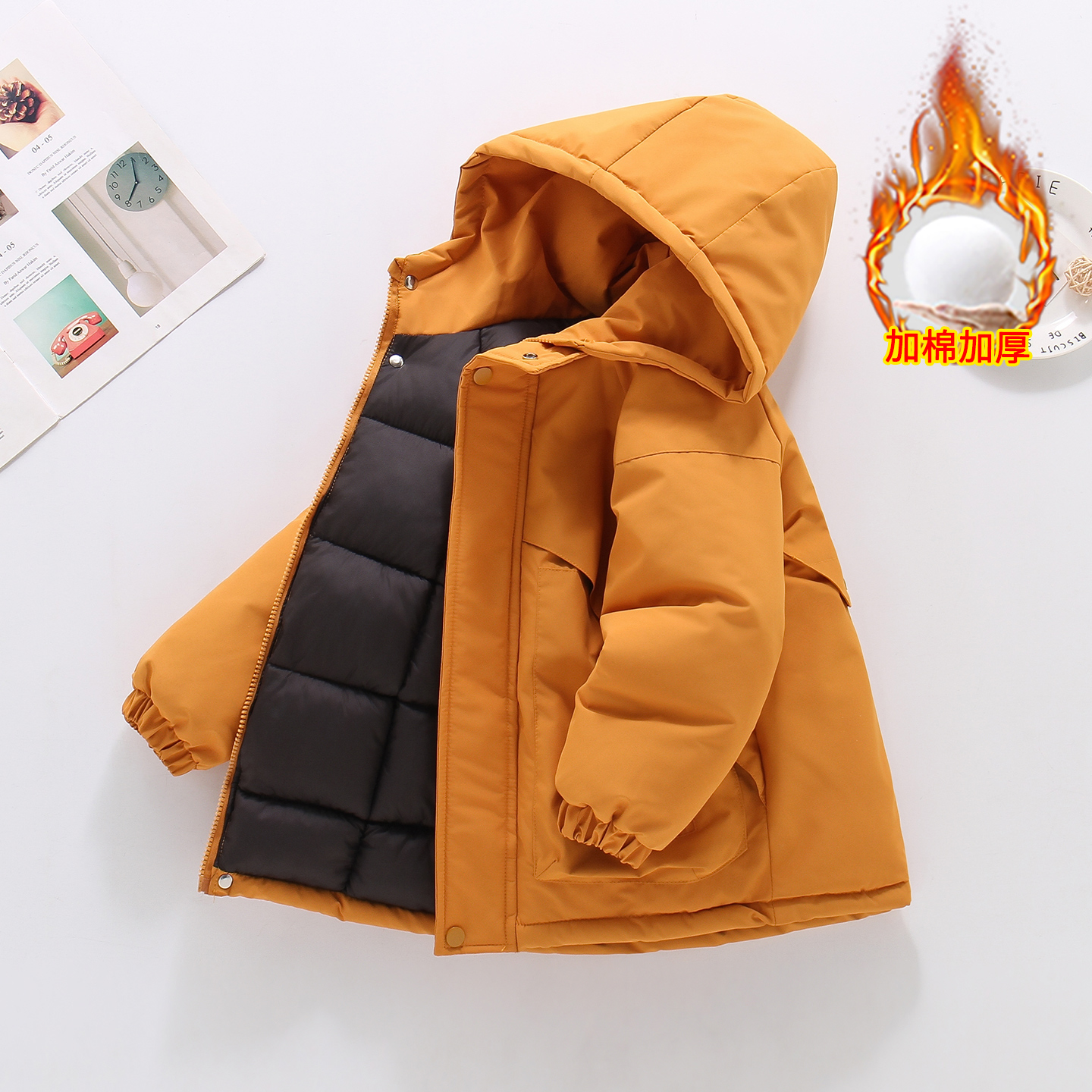 男童2025秋冬季新款儿童冲锋衣连帽加厚棉服中大童保暖户外冲锋衣