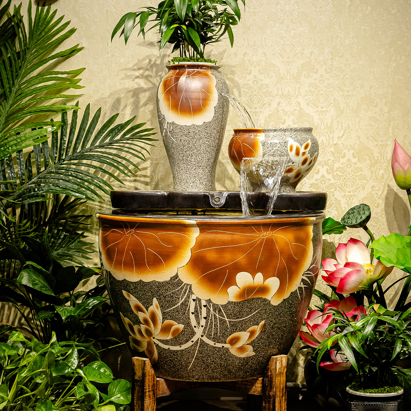 景德镇陶瓷大缸锦鲤金鱼缸仿古特大号荷花缸庭院大水缸招财狮耳缸