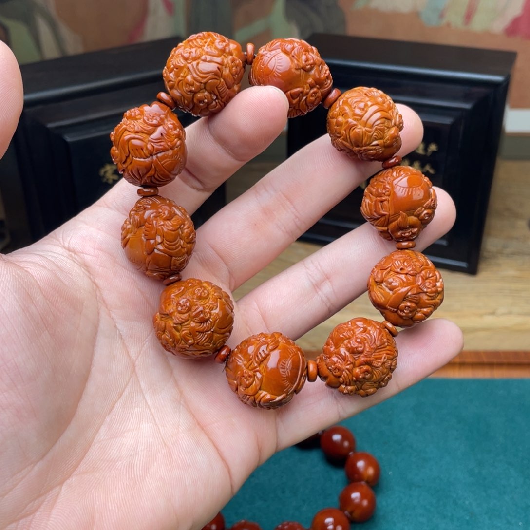 橄榄核手串越**好百子财神表弟回血