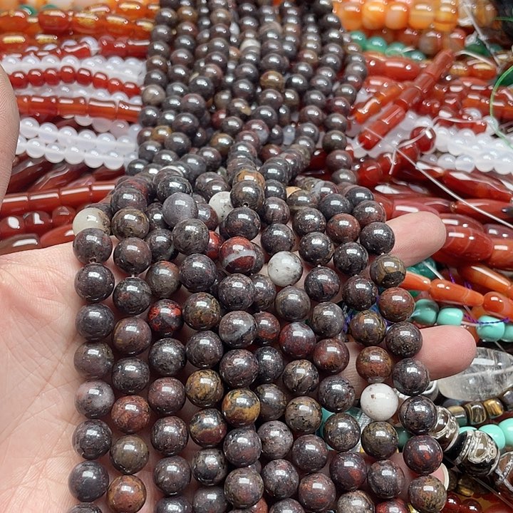 玛瑙/玉髓珠宝半成品未镶嵌一条10mm红一丁