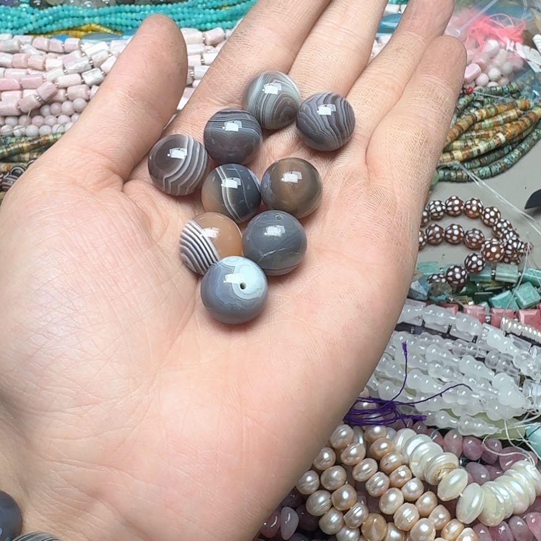 玛瑙/玉髓合金珠宝半成品一颗16mm波斯湾玛瑙