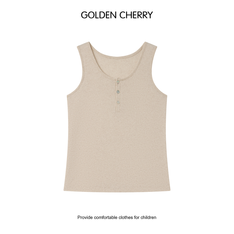 【金樱桃 Golden cherry】亲子圆领三粒扣休闲百搭洋气背心9758