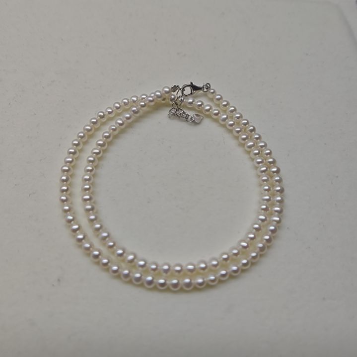 颈饰银S925镶嵌淡水珍珠极光无核的bb链