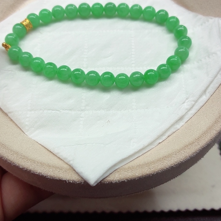 翡翠18K金镶嵌手链天然缅甸翡翠A货卡6