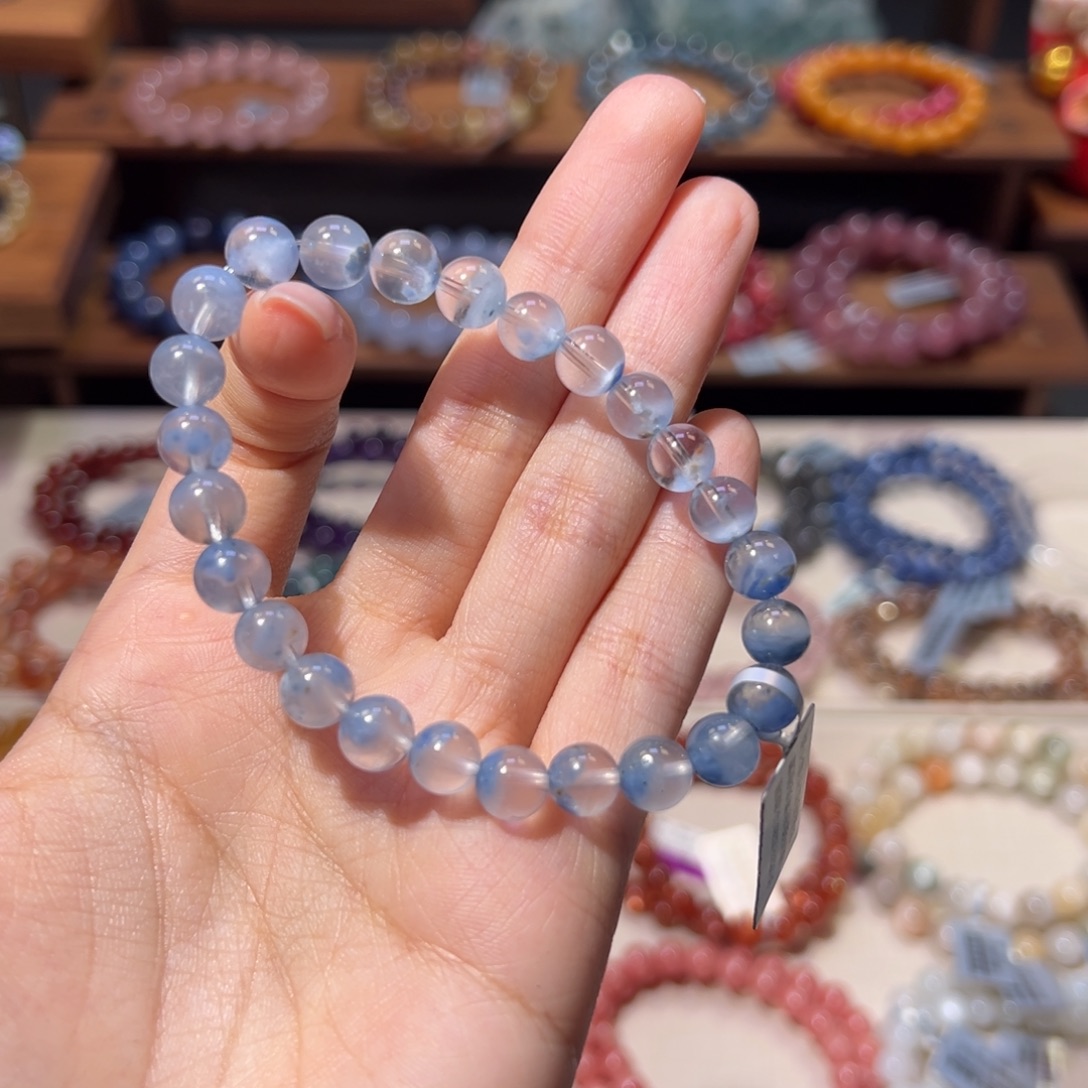 手链水晶未镶嵌7m聚宝盆蓝兔毛团