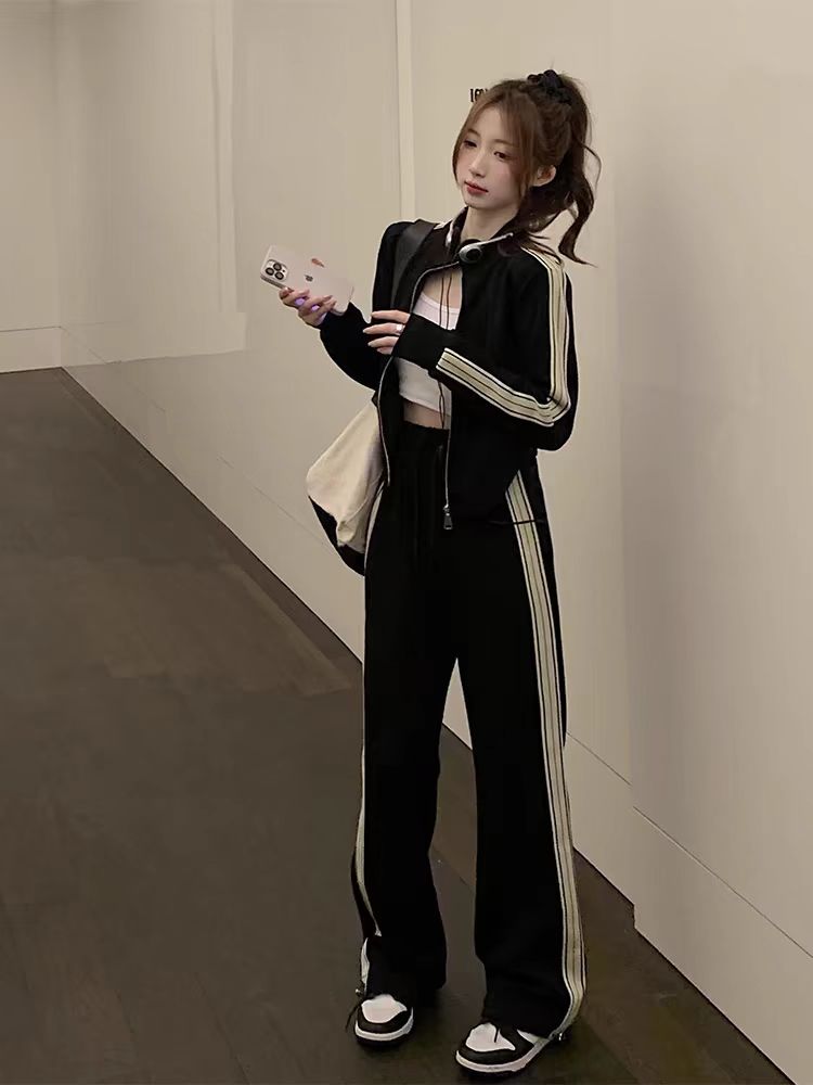 3010小个子定制时尚运动套装女秋冬款减龄外套窄版裤两件套长袖