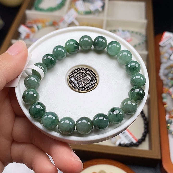 翡翠未镶嵌手串卡9.5mm 8