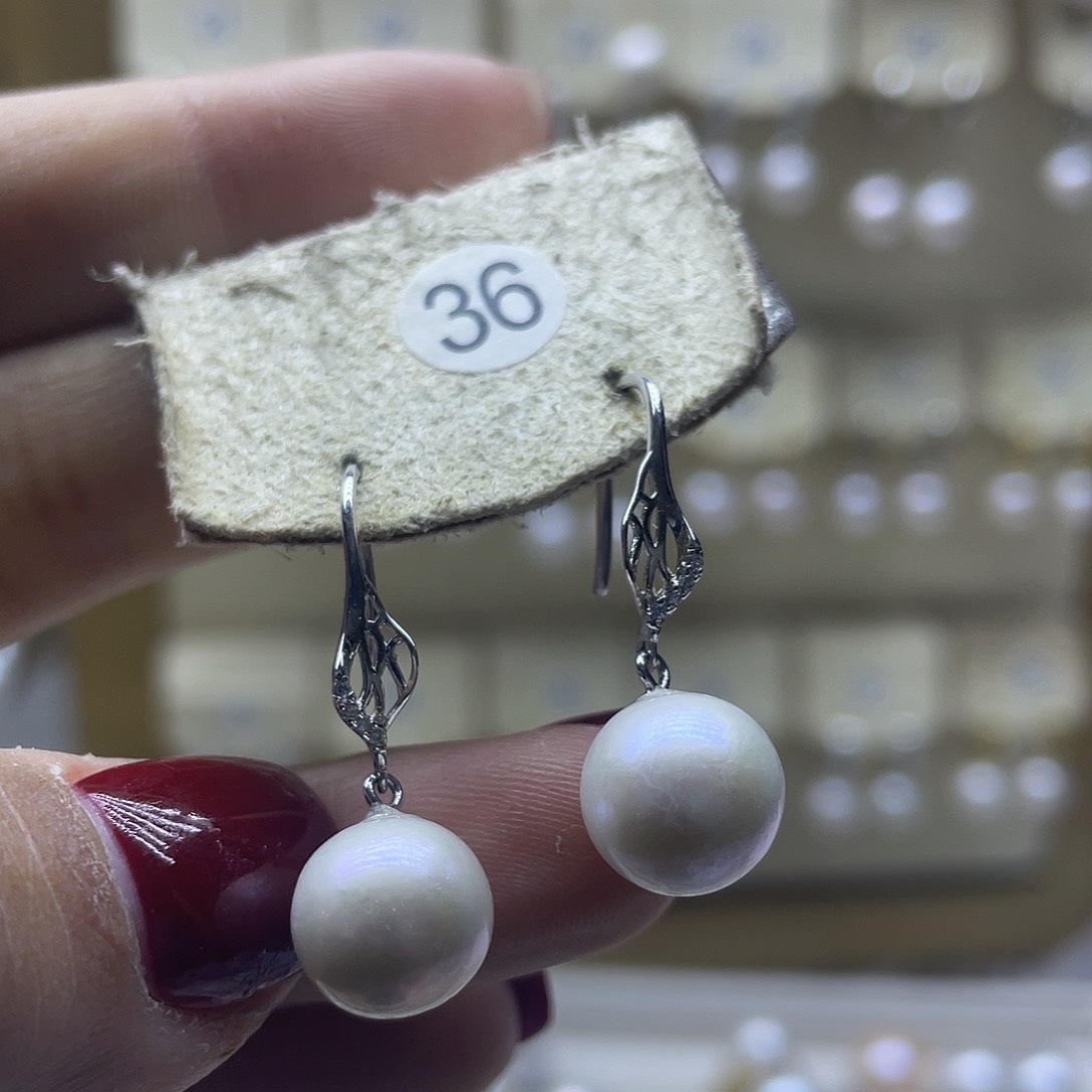 淡水珍珠耳饰银S925镶嵌