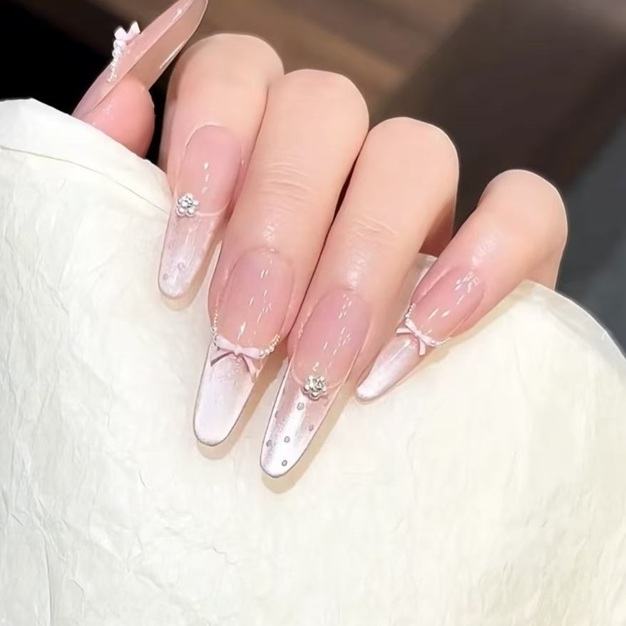 张凌赫严选同款手工穿戴美甲贴片蝴蝶结ins小红书爆款张凌赫周边