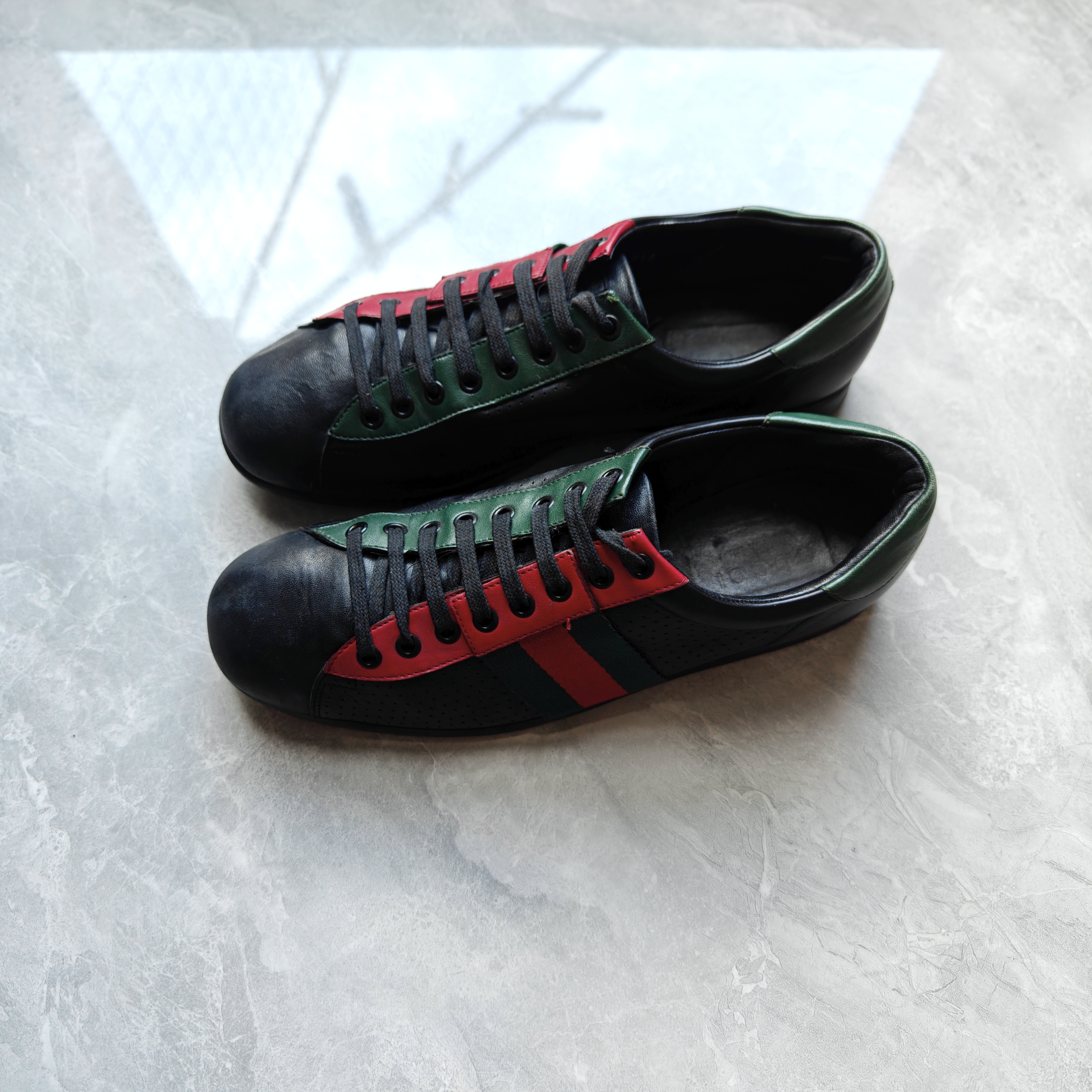95新 GUCCI/古驰 42.5码/经典款红绿织带时尚百搭低帮板鞋/无盒