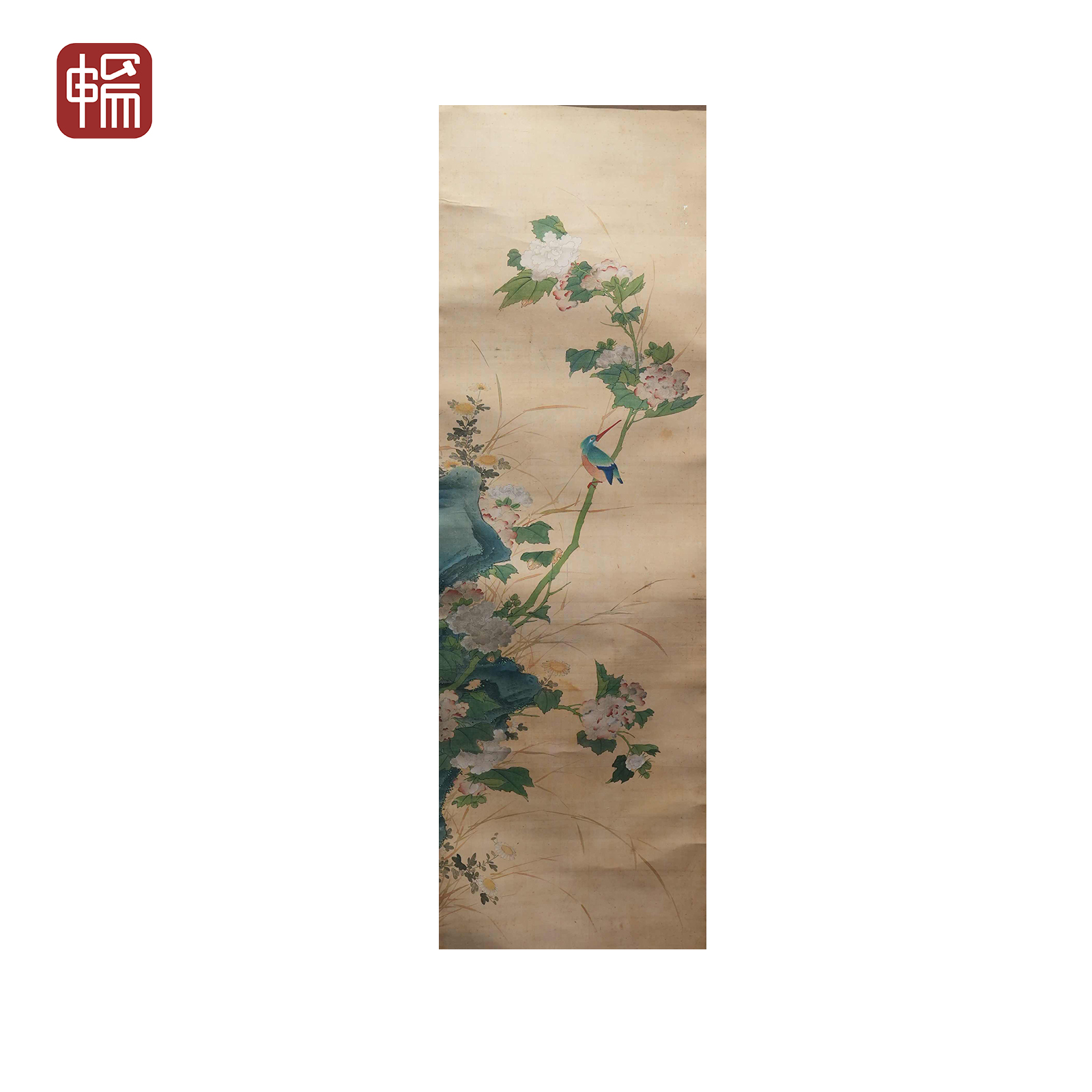 Z235 《花鸟》 溥老40*126(4.53)  绢本立轴 MZ