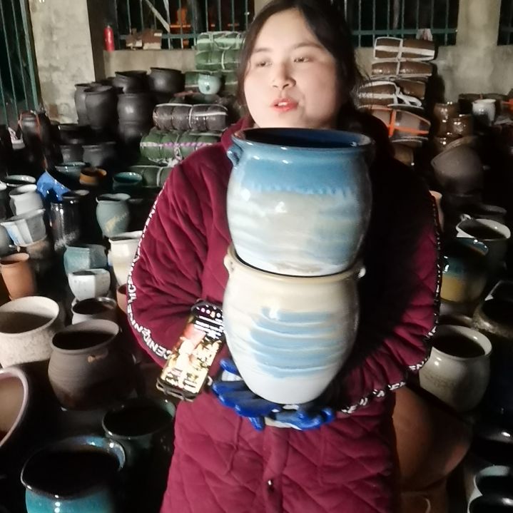 红陶口18高20两个盆