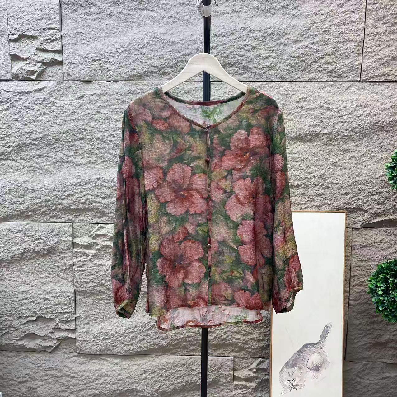 9151新款夏季洋气减龄碎花小衫QZ