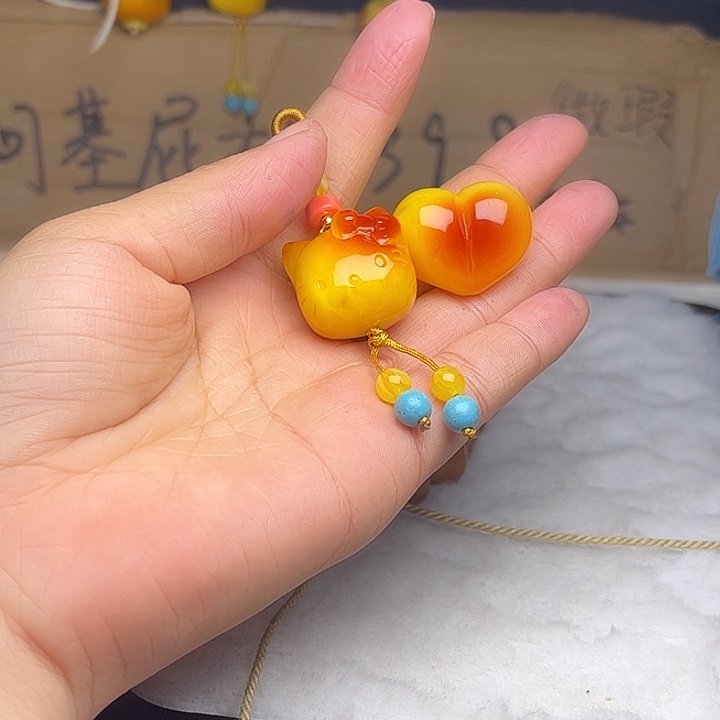 猴头核桃吊坠猫 爱心