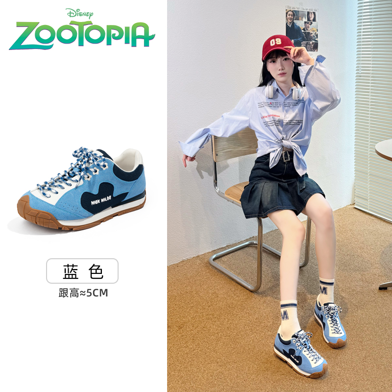 Disney/迪士尼疯狂动物城2025秋复古百搭运动鞋子女款厚底阿甘鞋~