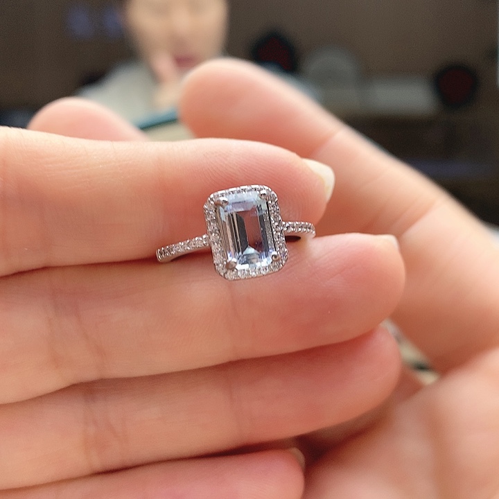 海蓝宝石戒圈银S925镶嵌