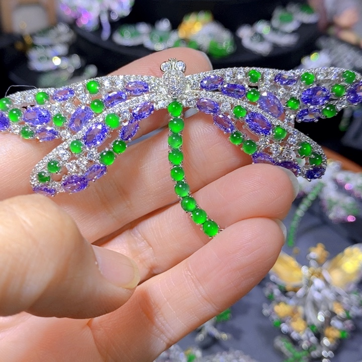 翡翠戒指银S925镶嵌天然翡翠