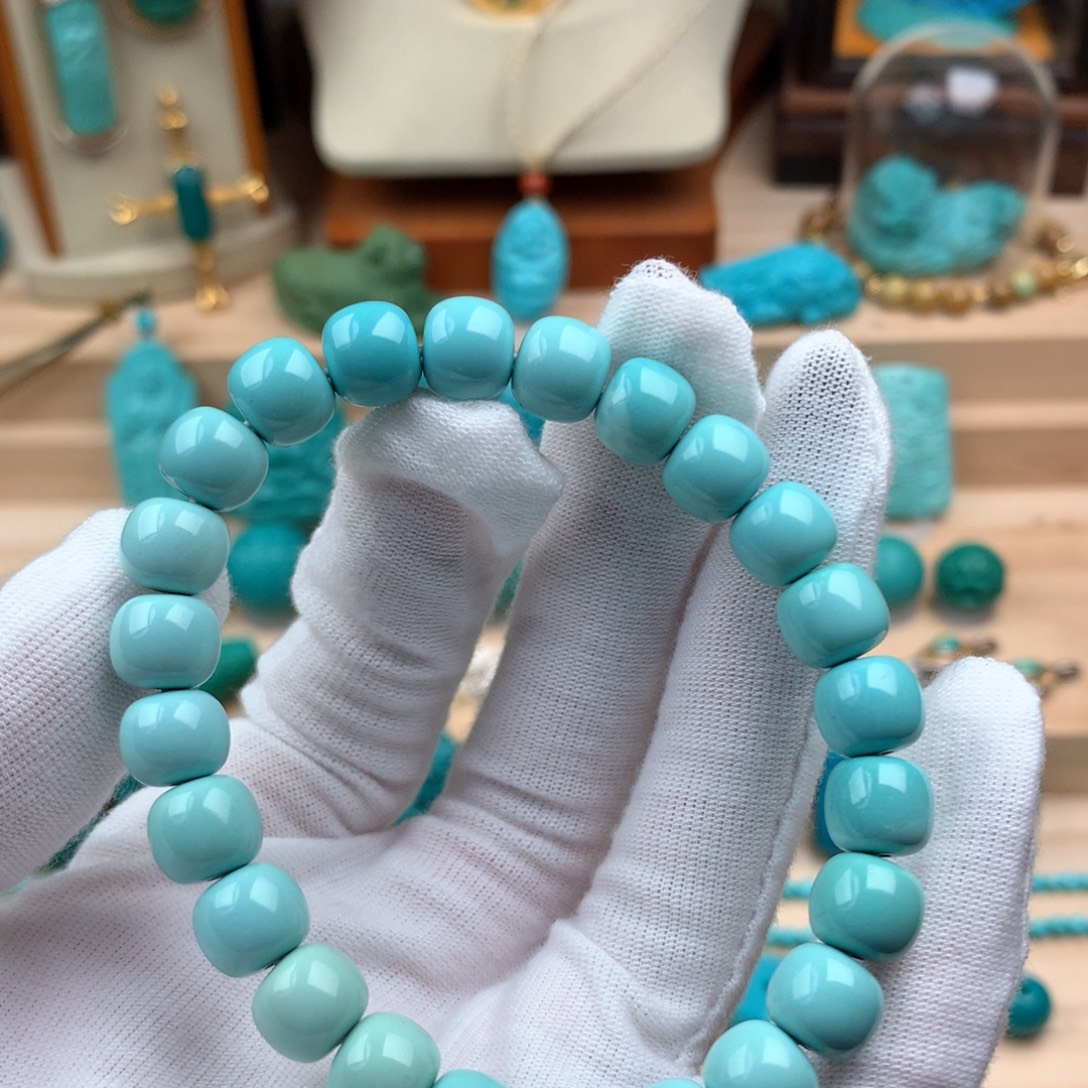 绿松石未镶嵌老型手串卡9