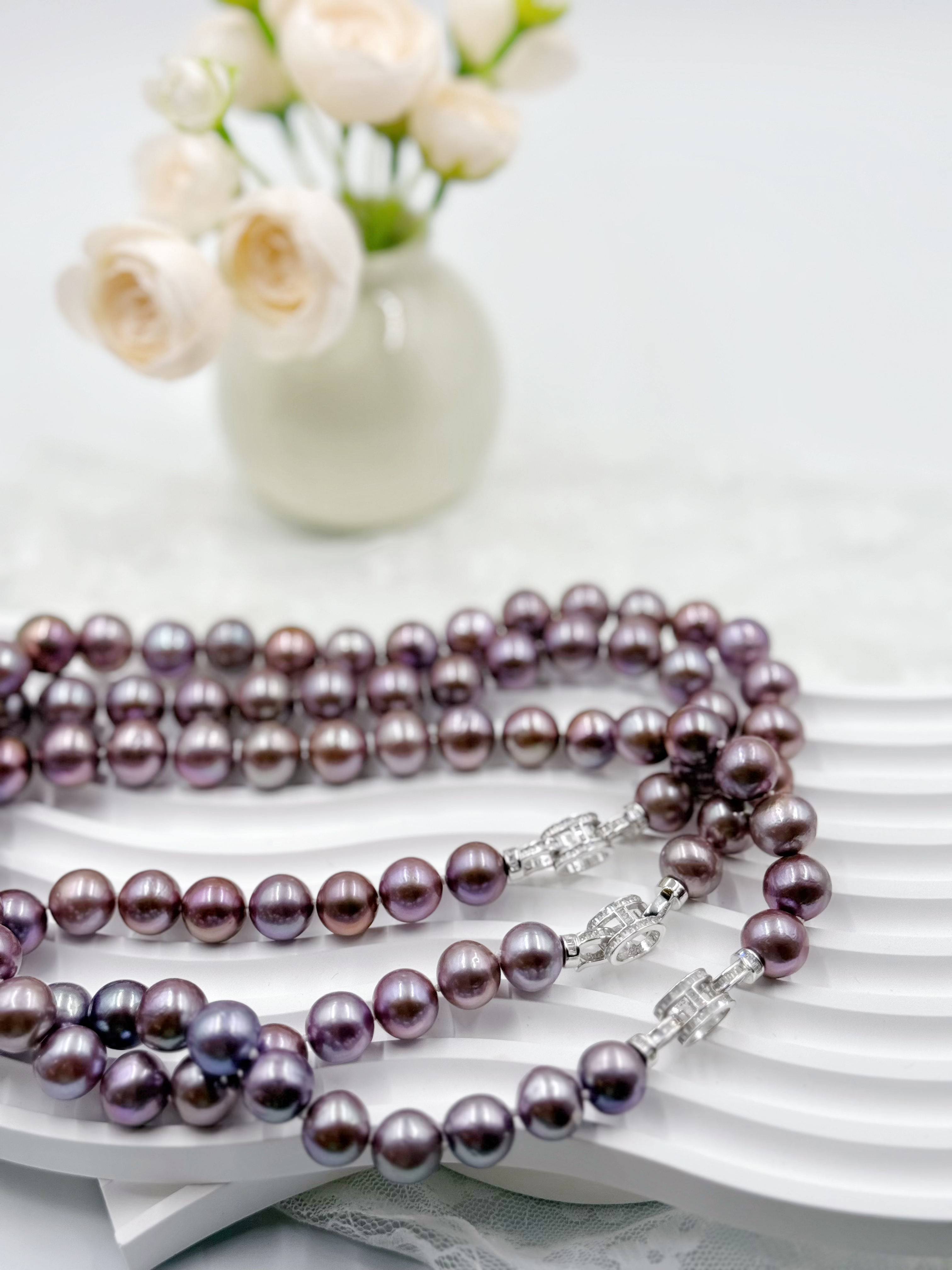 【晓艾珍珠】 显眼包淡水紫珠项链 11.5-16mmS925银E30(多样性发一）