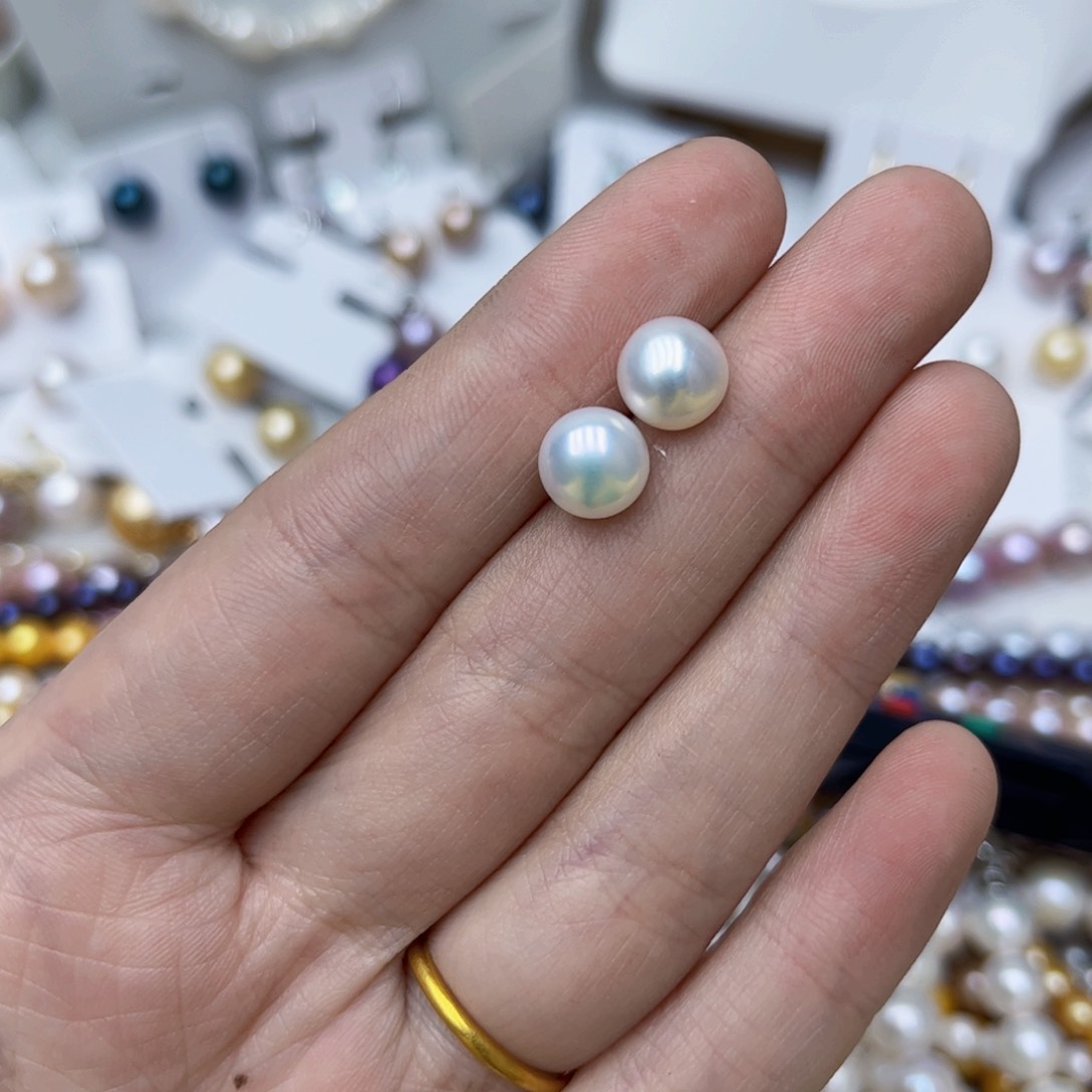 淡水珍珠耳饰银S925镶嵌