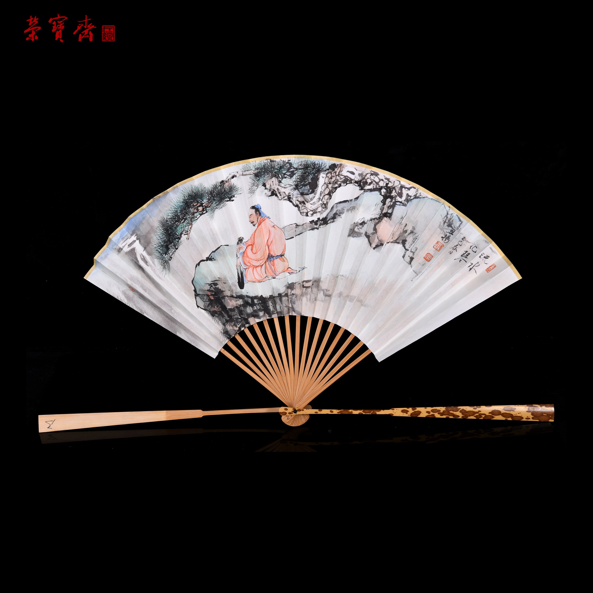 早24(F24314)《流水化琴》 书画 成扇 54*18.5cm  