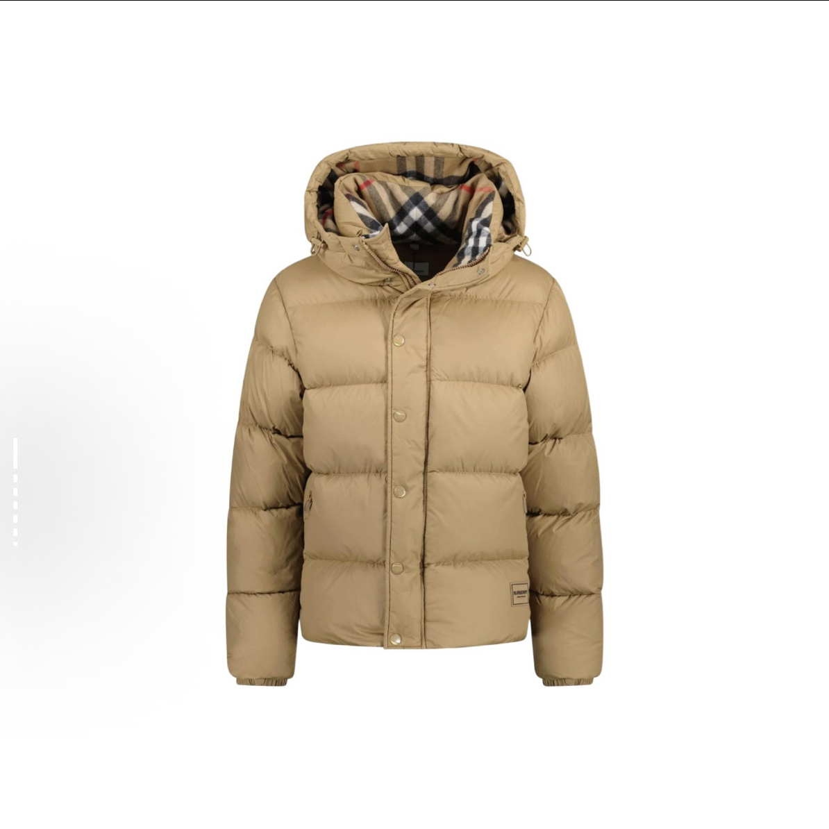 未使用 BURBERRY/博柏利 连帽纯色拉链长袖羽绒服 黑色 米色