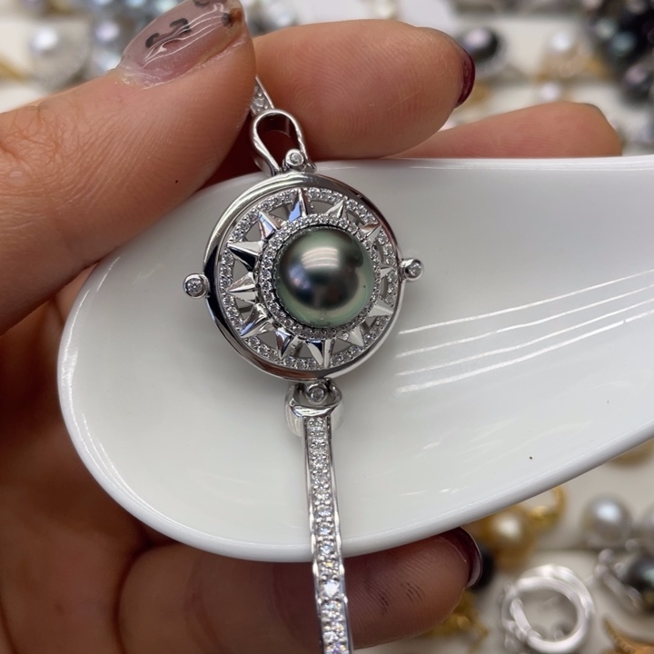 海水珍珠手镯银S925镶嵌