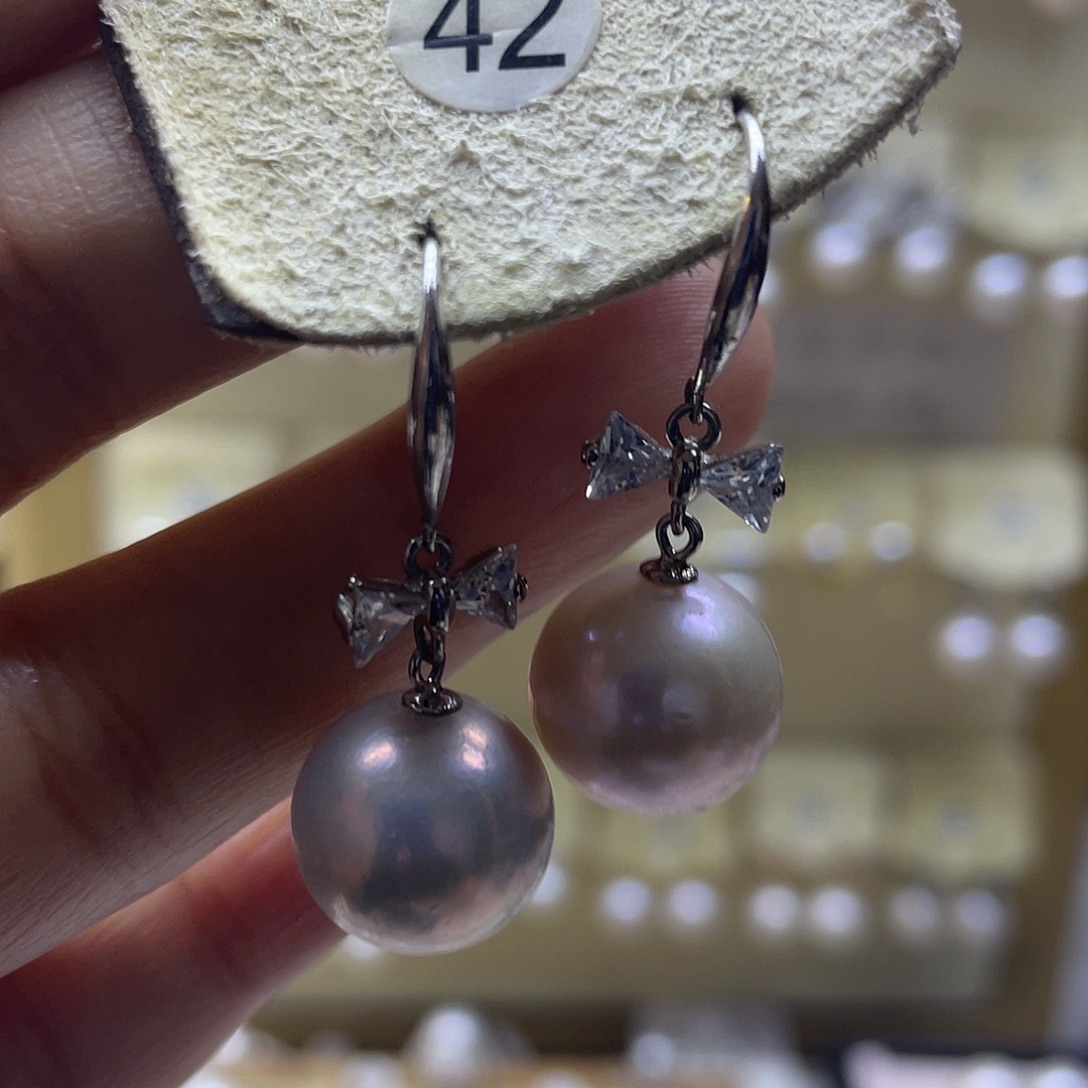 淡水珍珠耳饰银S925镶嵌