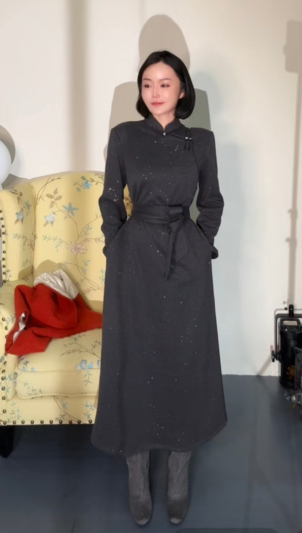 【图雅】蒙式 大气 简约气质款 秋季高级感 细闪长袍