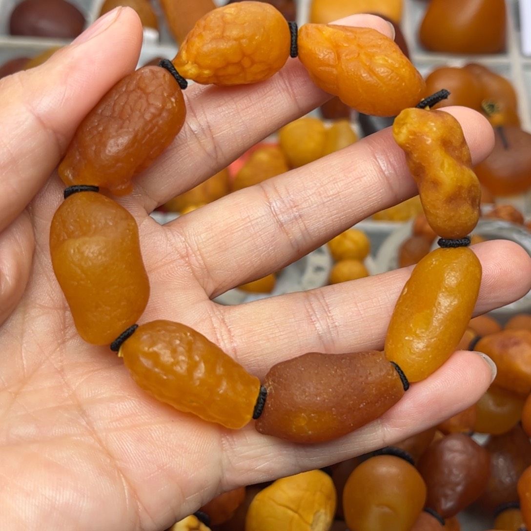 琥珀裸石未镶嵌天然蜜蜡手串
