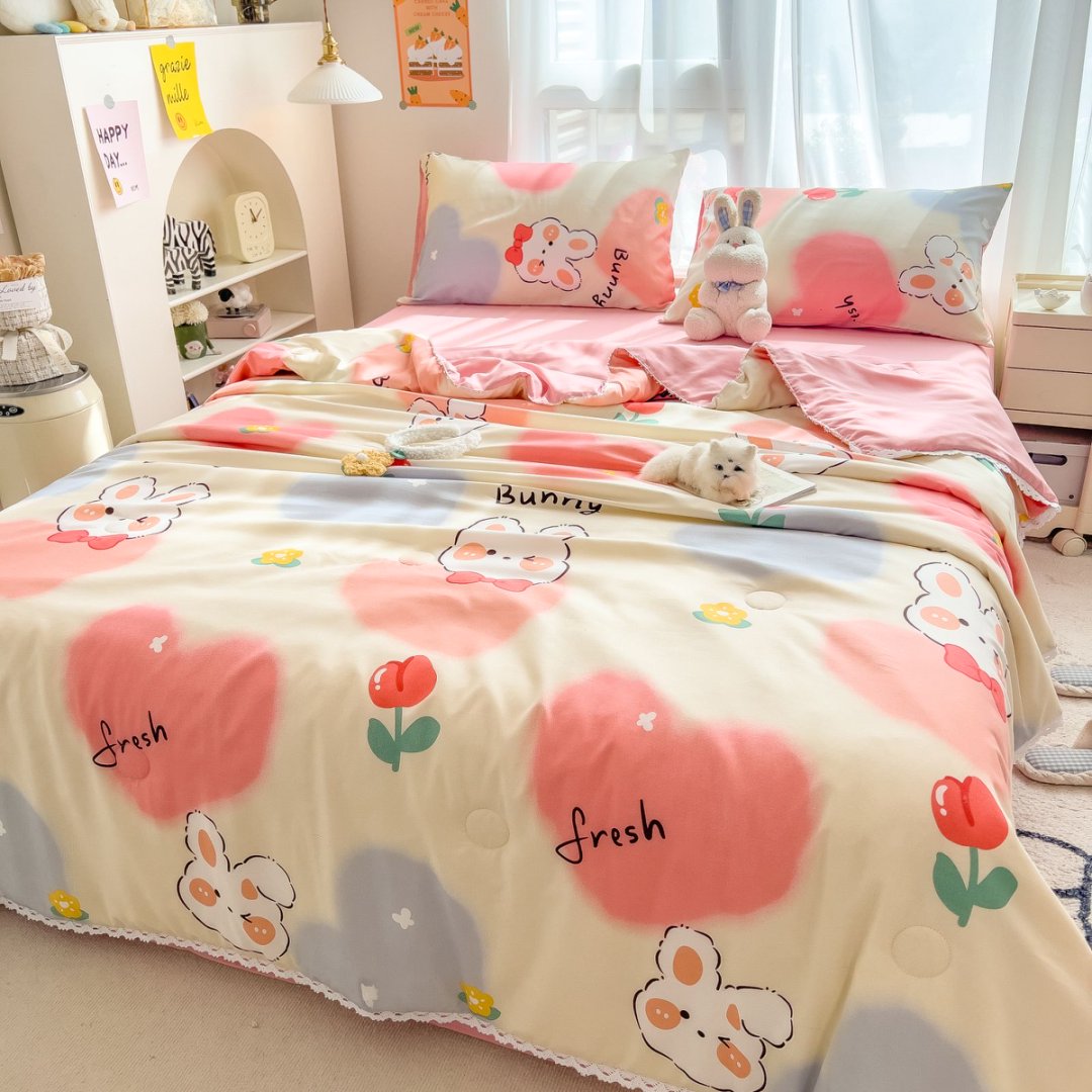 【不挑颜色】200*230cm空调被爱心兔花边夏被夏季新品可机洗可水洗